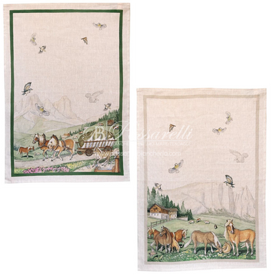 Tessitura Toscana Telerie Set 2 Canovaccio Strofinaccio in lino stampa Maso 2602S30