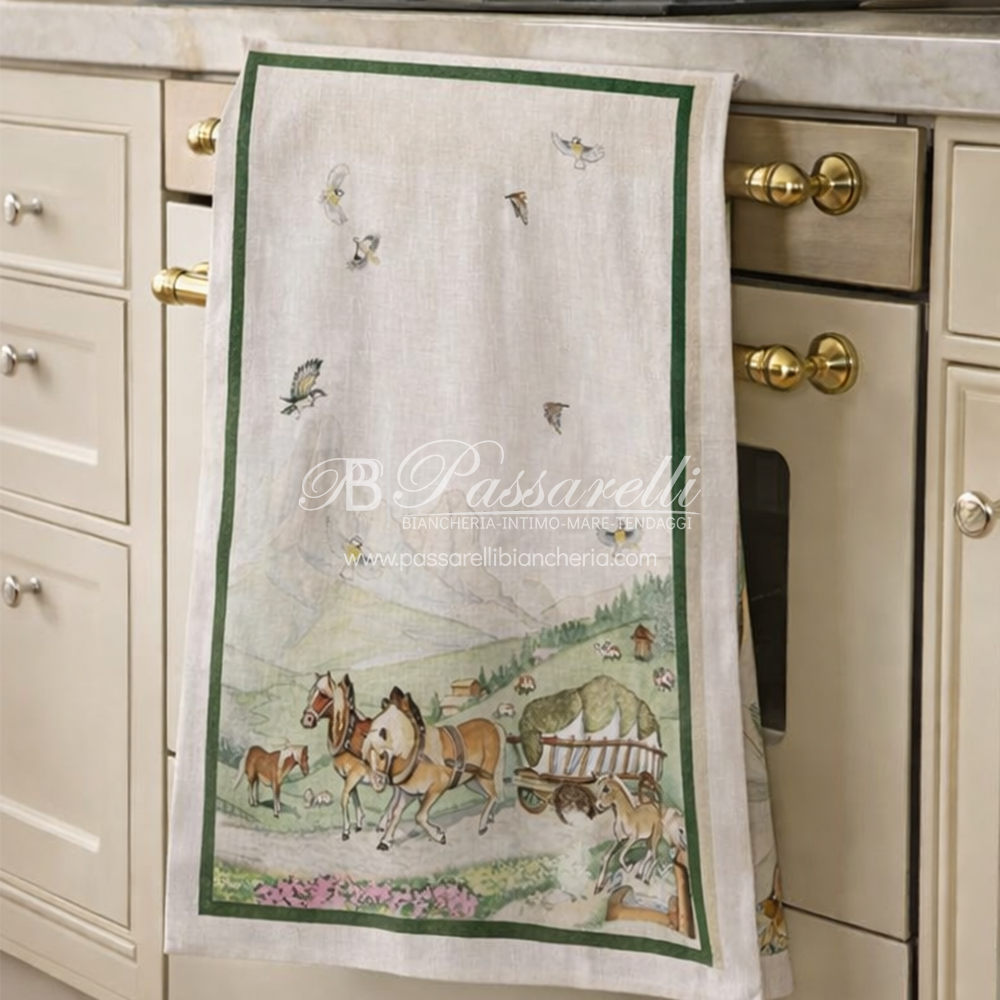 Tessitura Toscana Telerie Set 2 Canovaccio Strofinaccio in lino stampa Maso 2602S30