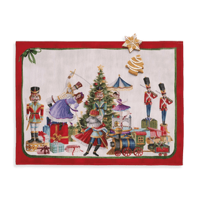 Tessitura Toscana Telerie Set 2 tovagliette Natalizie stampate Schiaccianoci S30 - Passarelli Biancheria