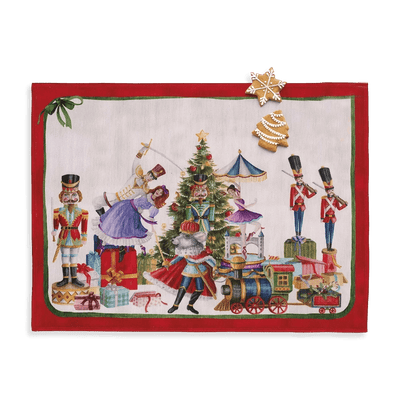 Tessitura Toscana Telerie Set 2 tovagliette Natalizie stampate Schiaccianoci S30 - Passarelli Biancheria