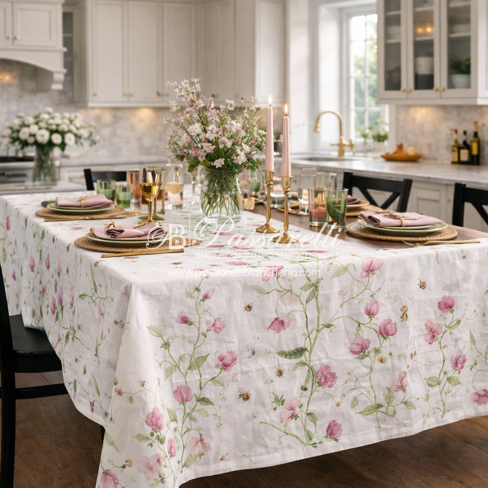 Tessitura Toscana Telerie Tovaglia e Runner in M.Lino Petit Pois - Varie Dimensioni