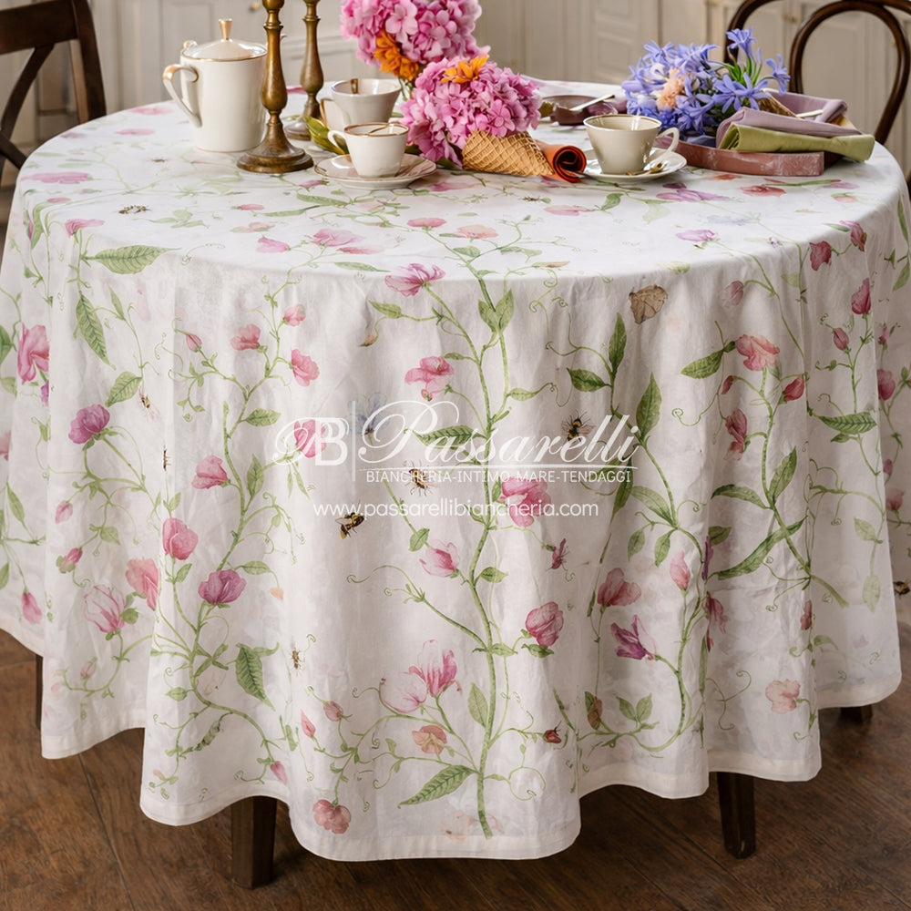 Tessitura Toscana Telerie Tovaglia e Runner in M.Lino Petit Pois - Varie Dimensioni