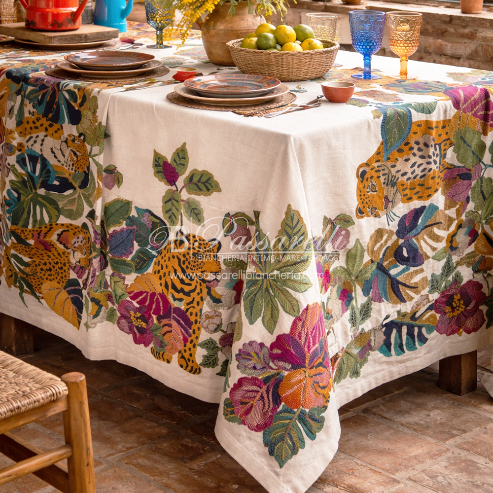 Tessitura Toscana Telerie Tovaglia e Runner in M.Lino Leoleaf - Varie Dimensioni