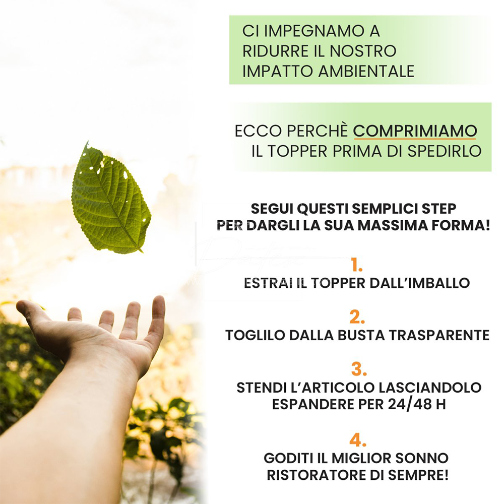 Topper Materasso Memory Made in Italy - Varie Dimensioni