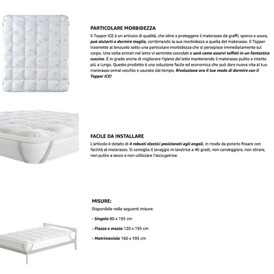 Topper Coprimaterasso Trapuntato TOPPER ICE Bianco - Varie Dimensioni