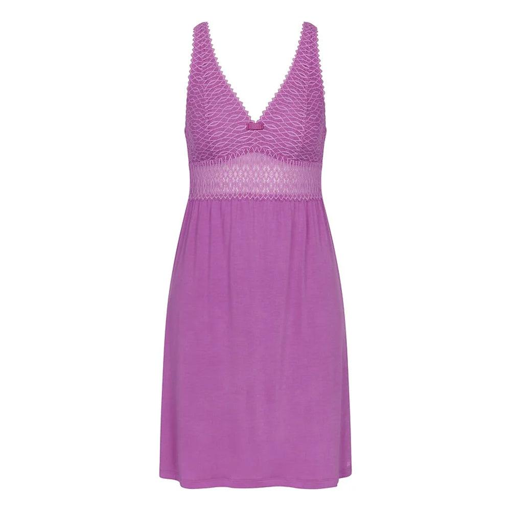 Camicia Da Notte Donna In Cotone Morbido - Taglio Ampio, Scollo A V, Maniche Corte, Colore Viola, Taglia XL