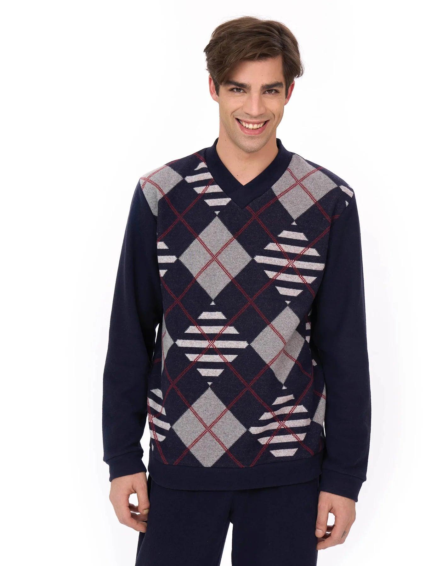 Ragno Pigiama Invernale da Uomo in Cotton Eco Pile U772N2 S47 - Passarelli Biancheria