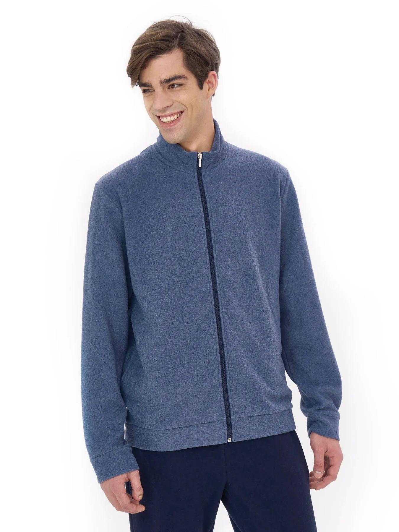 Ragno Pigiama Invernale da Uomo in Cotton Eco Pile Aperto con Zip U787N6 S52 - Passarelli Biancheria