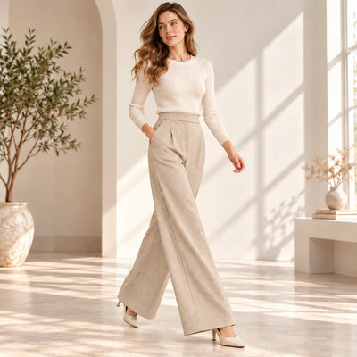 Verdissima Pantalone Invernale da Donna modello Palazzo Ampio CO61