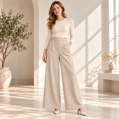 Verdissima Pantalone Invernale da Donna modello Palazzo Ampio CO61