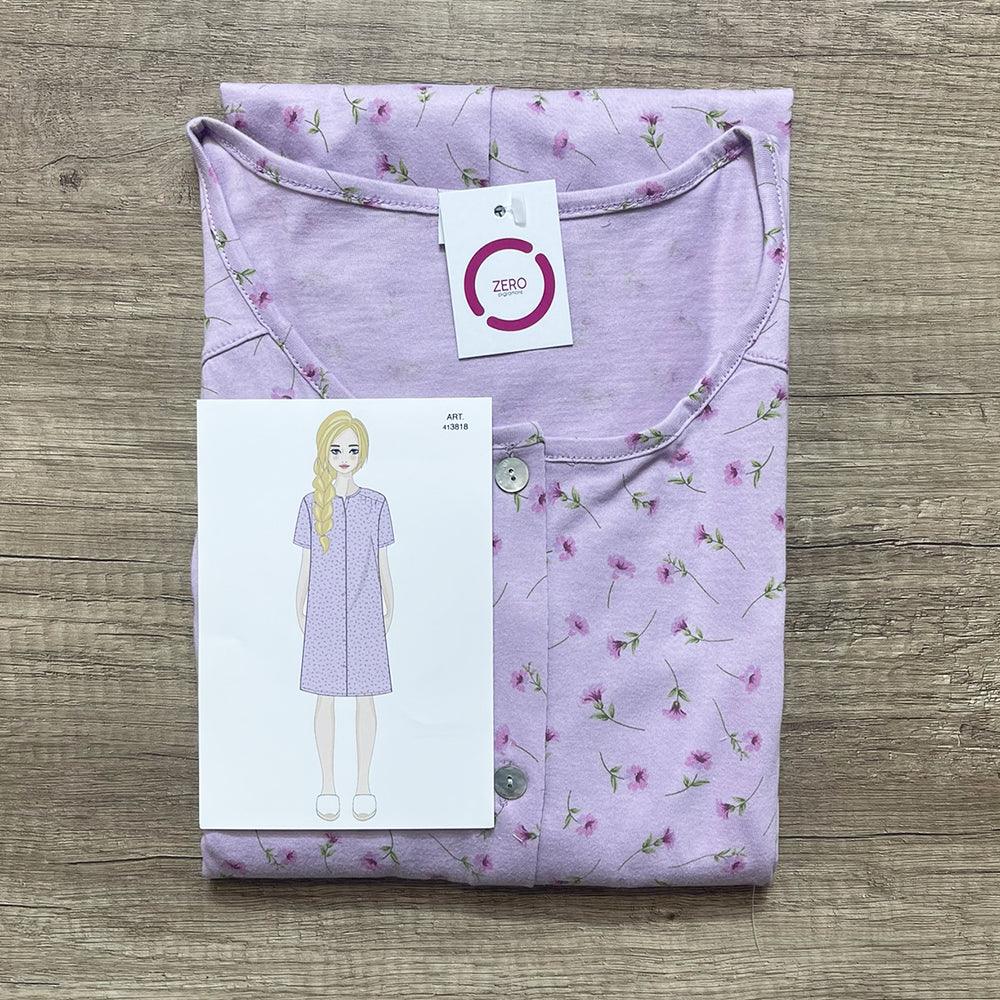 Zero Pigiamore Camicia da Notte Estiva Aperta Maniche Corte da Donna 413818 S40 - Passarelli Biancheria