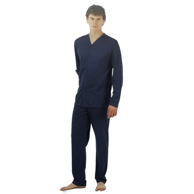 Zero Pigiamore Pigiama da Uomo in cotone Leggero Aperto Avanti 414008 S44