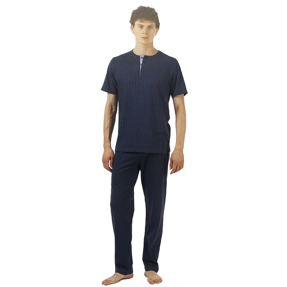 Zero Pigiamore Pigiama da uomo Maniche Corte e Pantalone Lungo 414005 S40