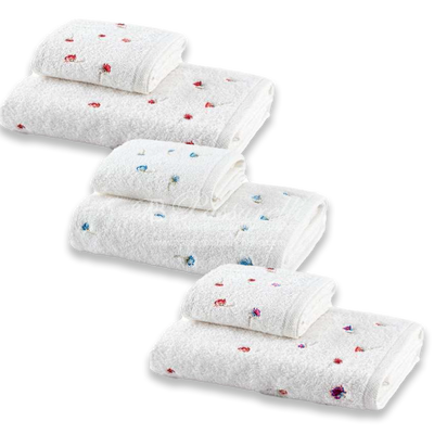 Zucchi Set 3+3 spugna viso + ospite con ricamo 100% cotone Ginny 2411S50