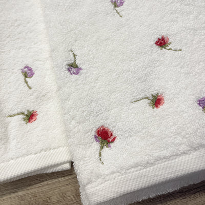 Zucchi Set spugna viso + ospite con ricamo 100% cotone Ginny 2410S14