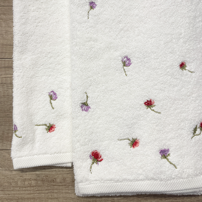 Zucchi Set spugna viso + ospite con ricamo 100% cotone Ginny 2410S14