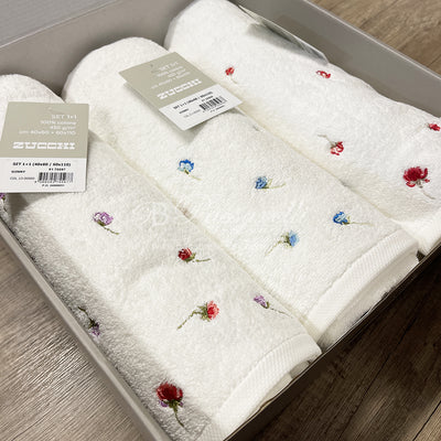 Zucchi Set 3+3 spugna viso + ospite con ricamo 100% cotone Ginny 2411S50