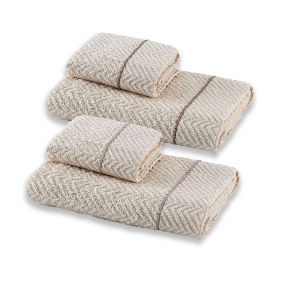 Zucchi Set Asciugamani 2+2 Linea Naturale Spugna Gemma 2411S22