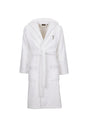 Trussardi Home Accappatoio con Cappuccio in Puro Cotone Ribbon bianco con logo ricamato
