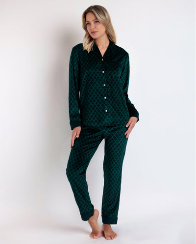 Admas Pigiama Invernale Aperto da Donna in Velluto 62555 2411S32