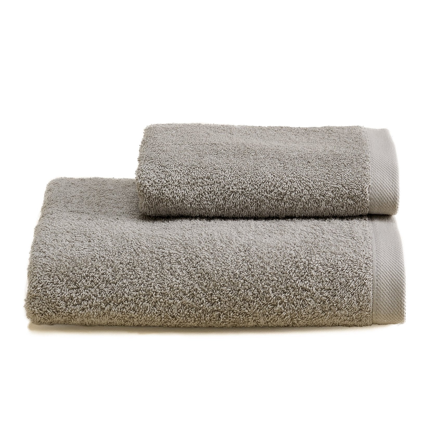 Biancoperla Coppia di Asciugamani in Spugna di Cotone Tinta Unita - Perla 2510S17