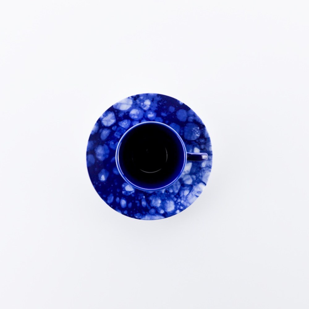 Weissestal Set di 6 tazzine caffè in porcellana blu cobalto con piattino OCEAN