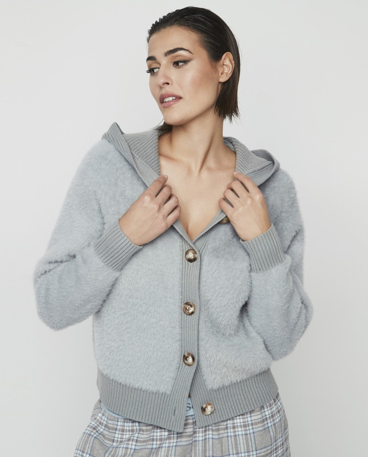 Selmark Giacca Corta con Bottoni e Cappuccio PC178 2505S58