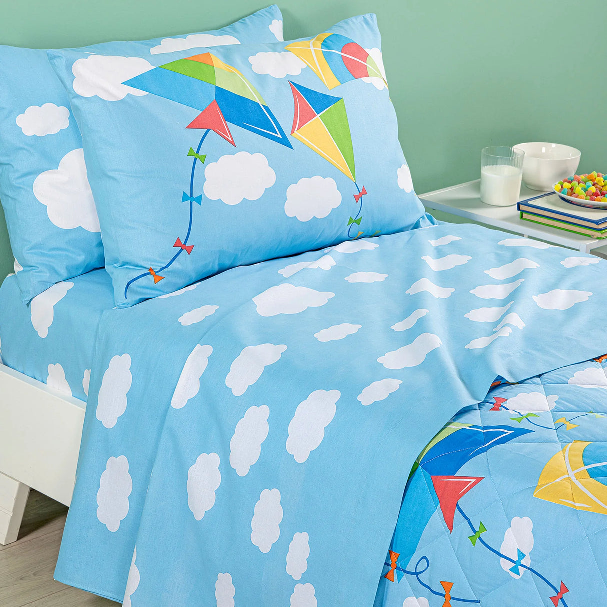 Caleffi Kids Completo Lenzuola Singolo In Cotone Aquiloni 2602S38