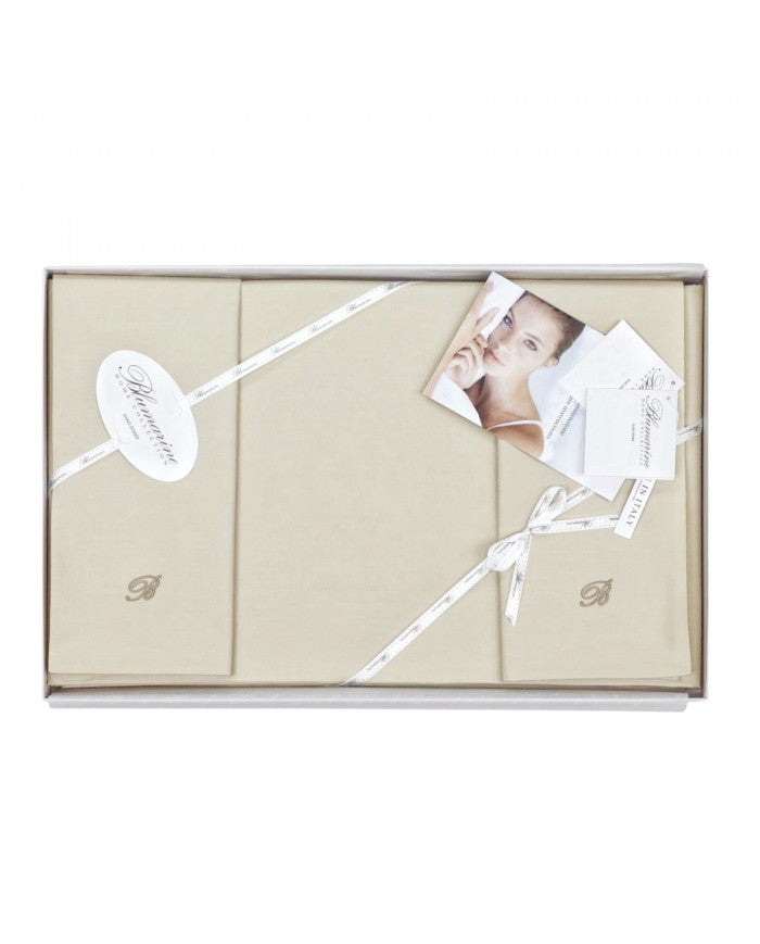 Blumarine Completo Lenzuola matrimoniale in Percalle di cotone Stile Blu 2504S164