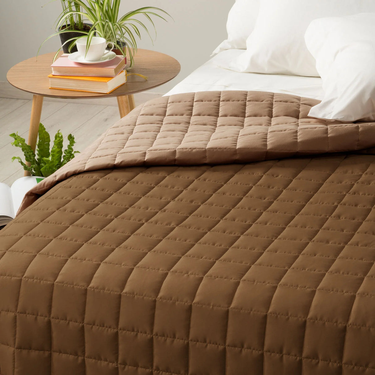 Caleffi Quilted Double Bedspread Solid Color Modern Bicolor 