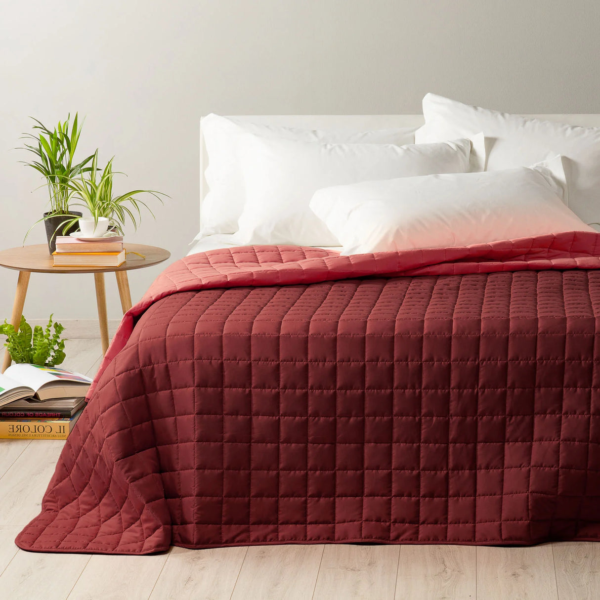 Caleffi Quilted Double Bedspread Solid Color Modern Bicolor 