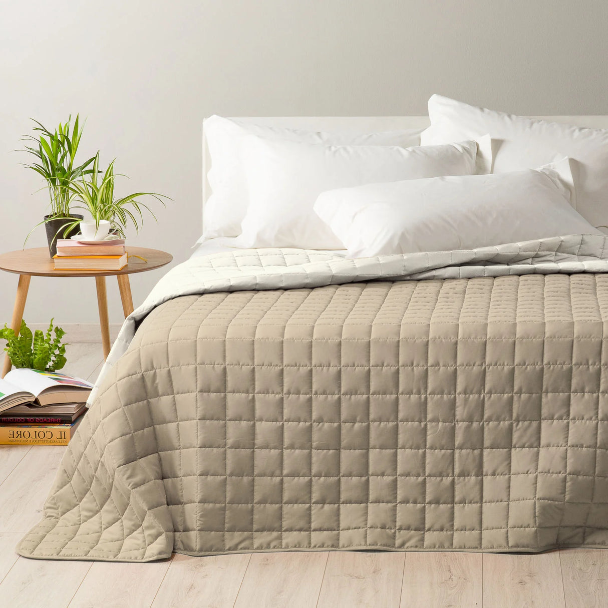 Caleffi Quilted Double Bedspread Solid Color Modern Bicolor 