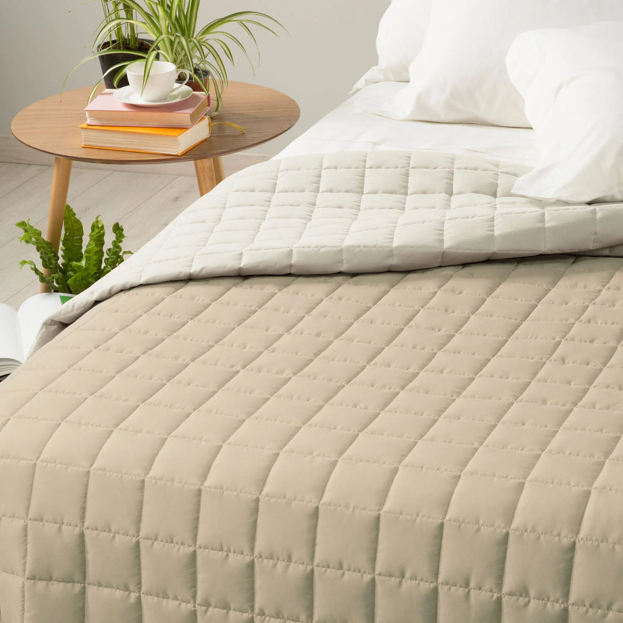 Caleffi Quilted Double Bedspread Solid Color Modern Bicolor 