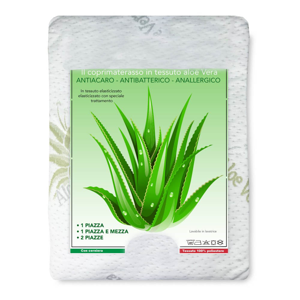 Coprimaterasso Aloe Vera Anallergico Antiacaro E Traspirante - Varie Dimensioni
