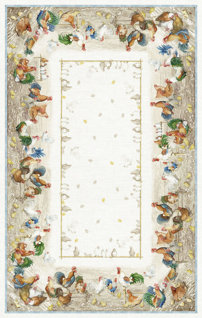 Tessitura Toscana Telerie Tablecloth in 100% Pure Linen Rooster - Various Sizes