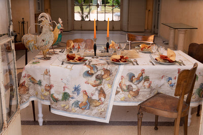 Tessitura Toscana Telerie Tablecloth in 100% Pure Linen Rooster - Various Sizes