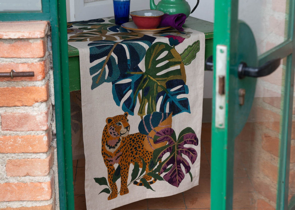 Tessitura Toscana Telerie Tovaglia e Runner in M.Lino Leoleaf - Varie Dimensioni