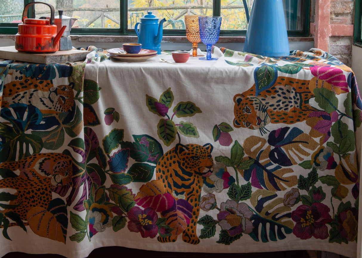 Tessitura Toscana Telerie Tovaglia e Runner in M.Lino Leoleaf - Varie Dimensioni