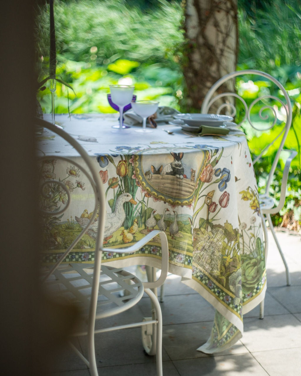 Tessitura Toscana Telerie Tovaglia in Puro lino Bunny Garden