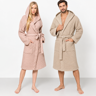 Fazzini Accappatoio con Cappuccio nido d'ape 100% Cotone Nettare