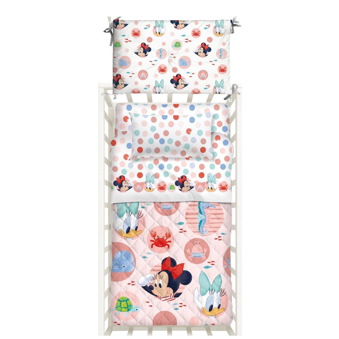 Caleffi Baby Copriletto Trapuntato + Paracolpi per Culla Minnie Baby 2505S72