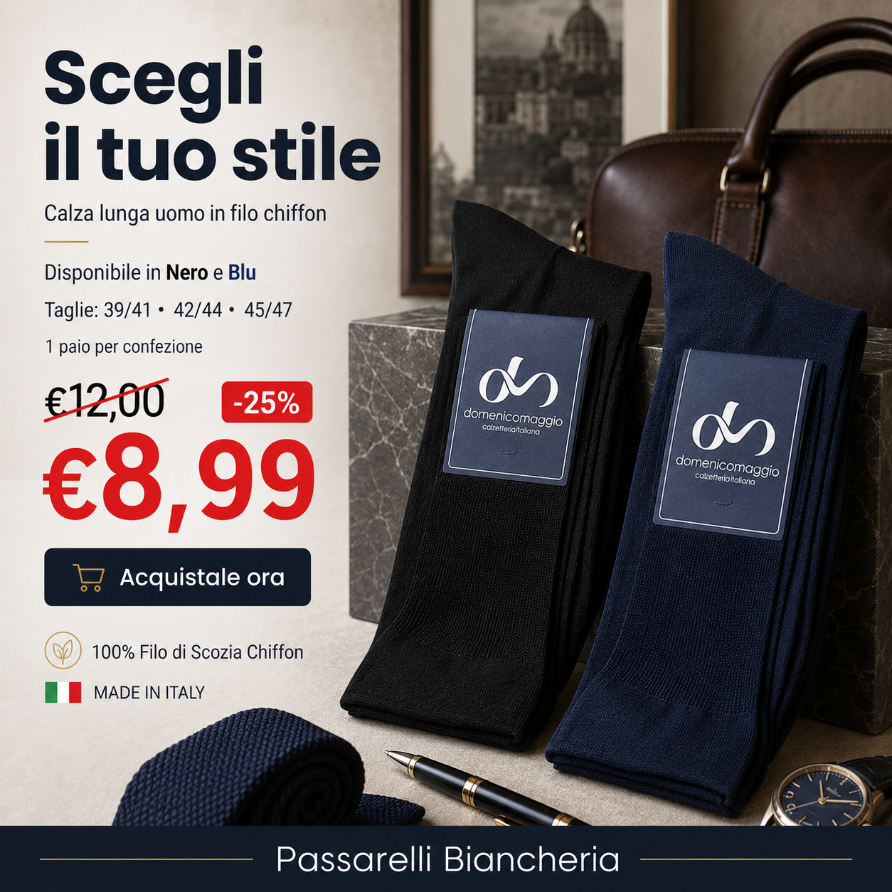 Domenico Maggio Lange Herrensocken in Schottland Thread DM088 S36
