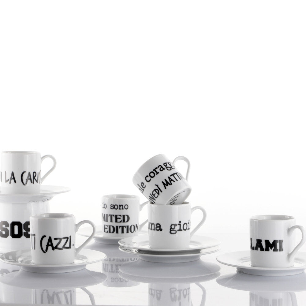 Set 6 Tazze Caffè c/piattino Graffiti MIX By Weissestal 2504S58
