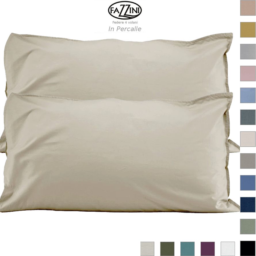 Fazzini Coppia Federe in Percalle di Cotone Finissimo Arianna S21 - Passarelli Biancheria