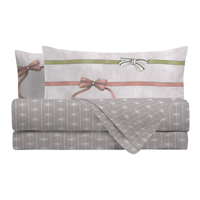 THUN® Completo Letto Matrimoniale Natale - Fantasia Fiocco Bows Multicolor