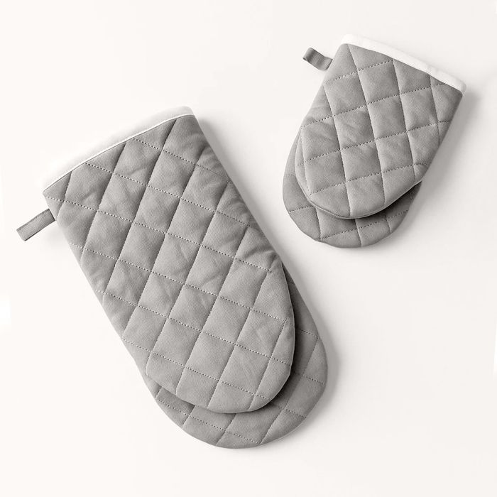 Maestri Cotonieri  Set 2 Guanti da Forno India in Cotone con Bordo Bianco