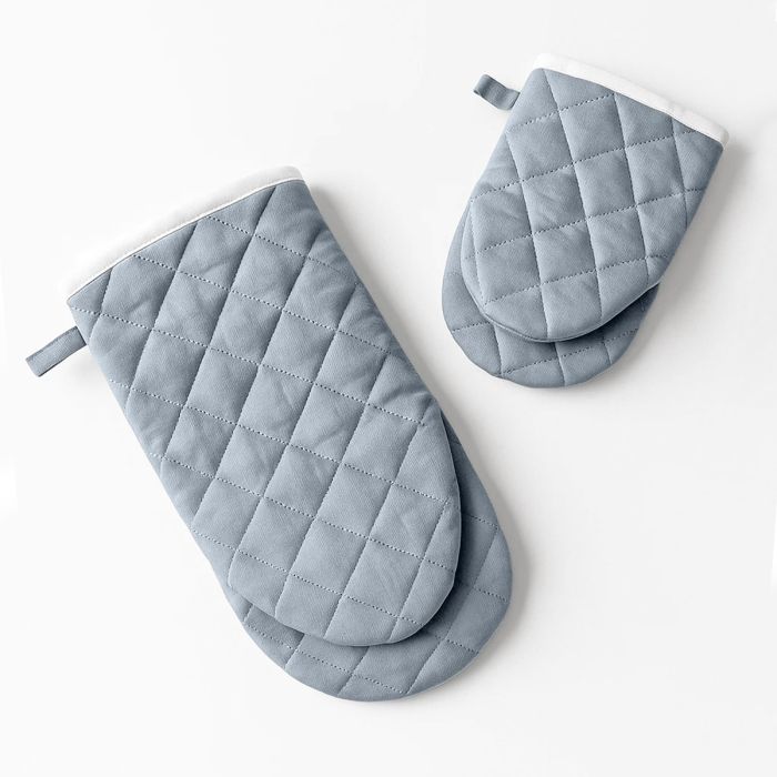 Maestri Cotonieri  Set 2 Guanti da Forno India in Cotone con Bordo Bianco