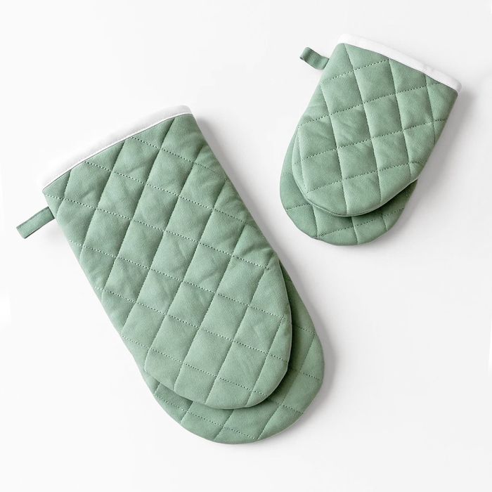 Maestri Cotonieri  Set 2 Guanti da Forno India in Cotone con Bordo Bianco