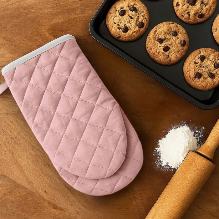 Maestri Cotonieri  Set 2 Guanti da Forno India in Cotone con Bordo Bianco