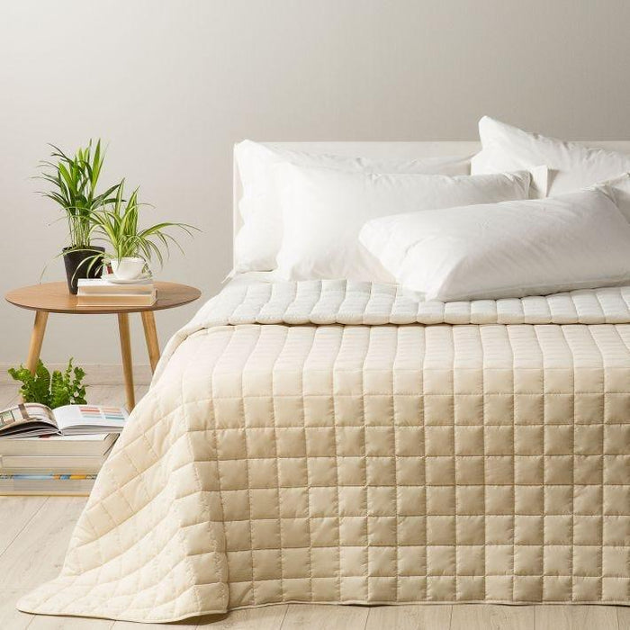 Caleffi Quilted Bedspread Square and Half Solid Color Modern Bicolor D80 
